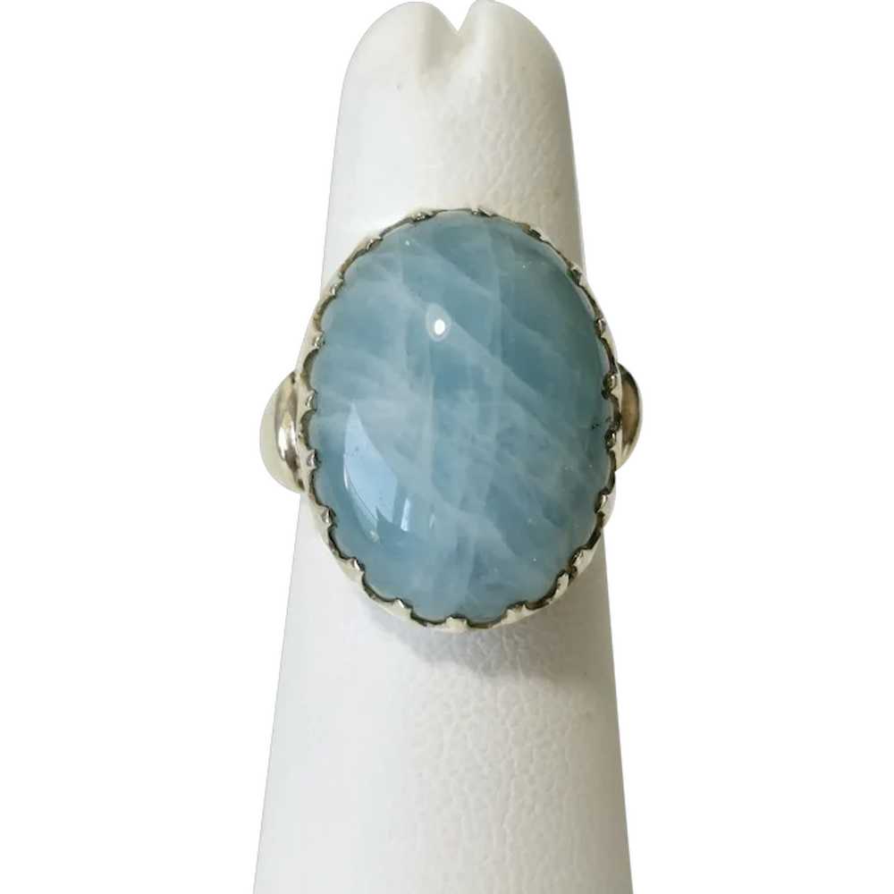 Raw Aquamarine Modernist Ring in Sterling Silver … - image 1