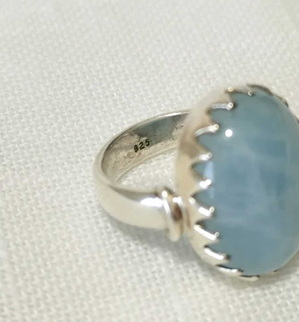 Raw Aquamarine Modernist Ring in Sterling Silver … - image 3