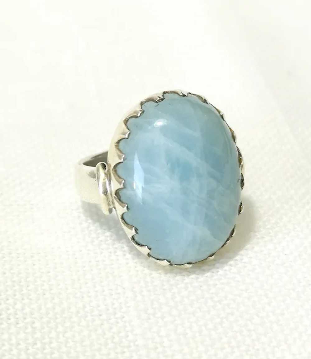 Raw Aquamarine Modernist Ring in Sterling Silver … - image 4