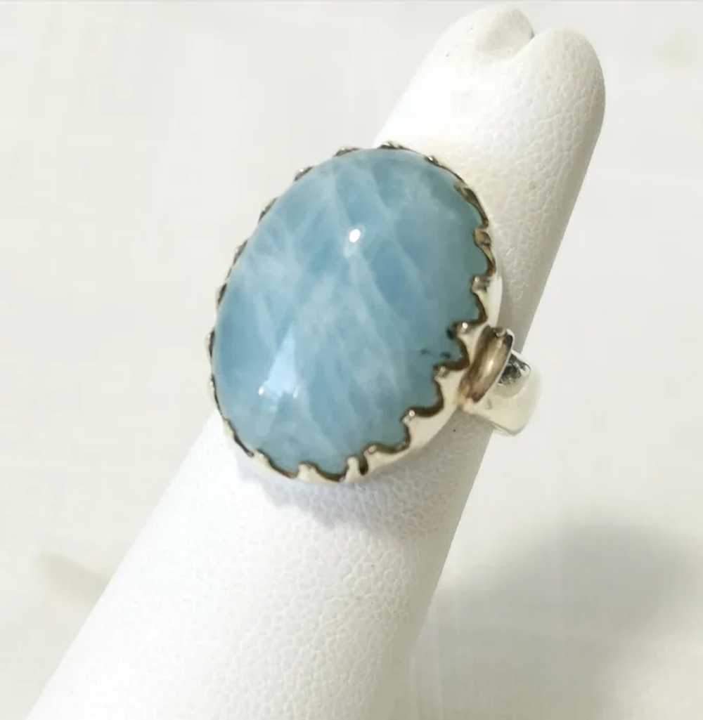 Raw Aquamarine Modernist Ring in Sterling Silver … - image 5