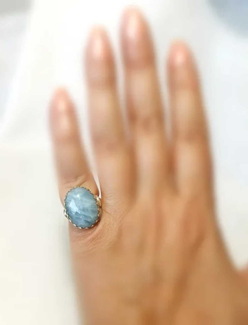 Raw Aquamarine Modernist Ring in Sterling Silver … - image 7