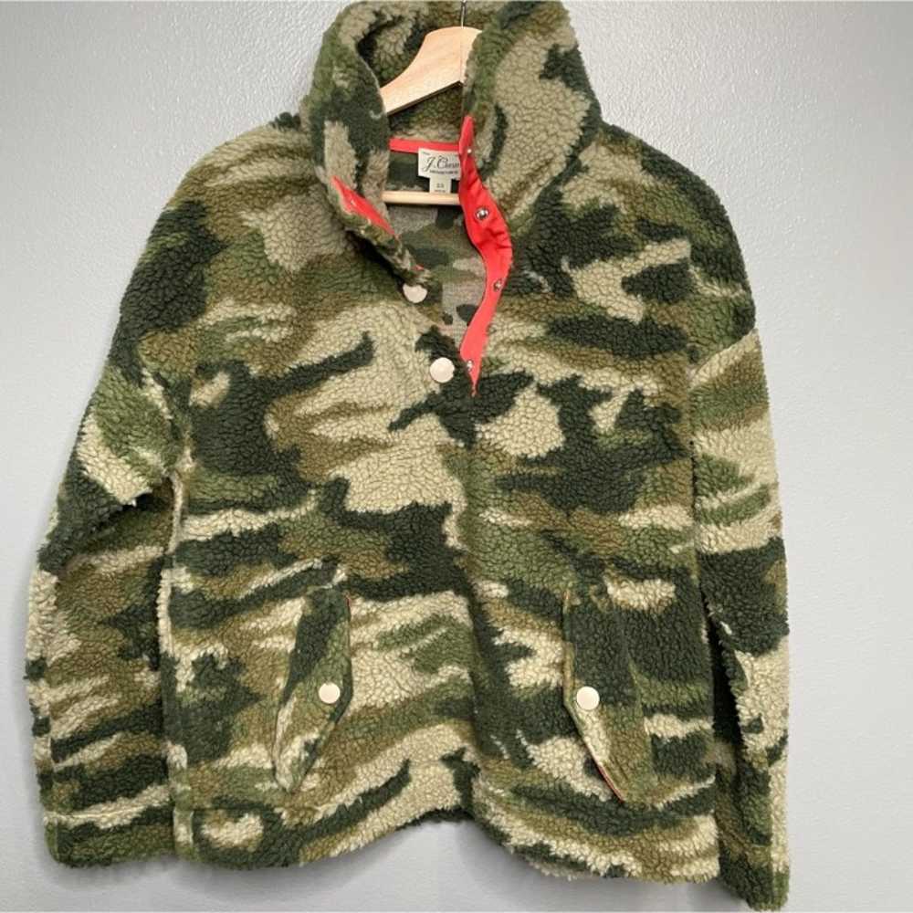 J. CREW VINTAGE FLEECE Green Camo Sherpa Pullover… - image 2