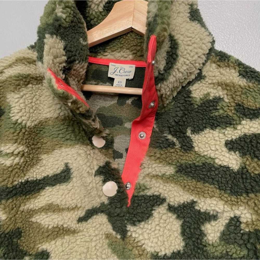 J. CREW VINTAGE FLEECE Green Camo Sherpa Pullover… - image 7