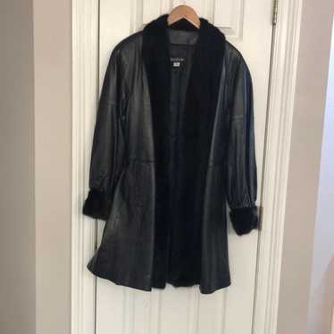 Leather Real & Faux Fur Coat - image 1