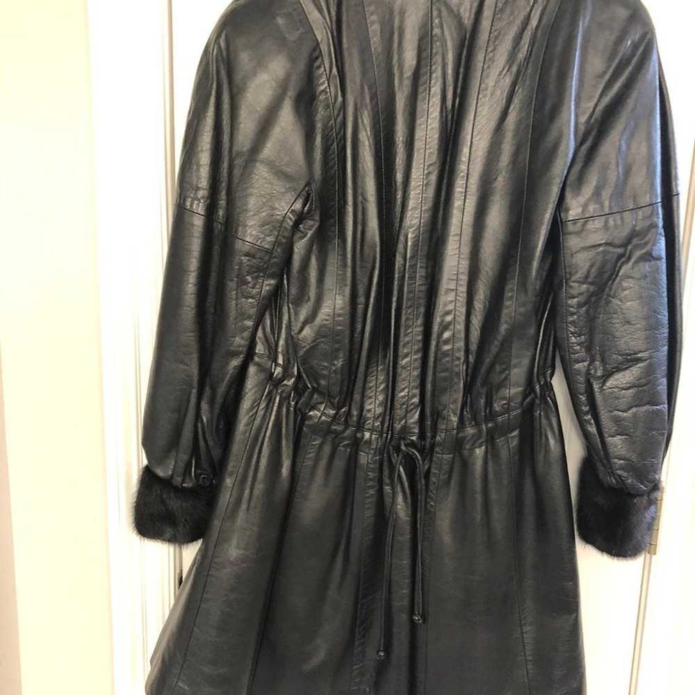 Leather Real & Faux Fur Coat - image 2