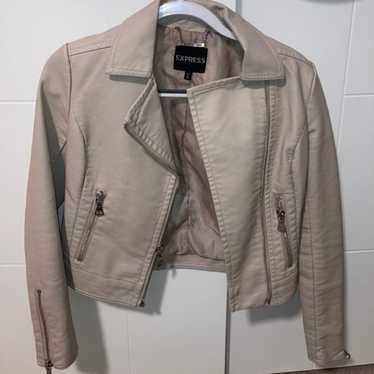 Beige Faux Leather Jacket