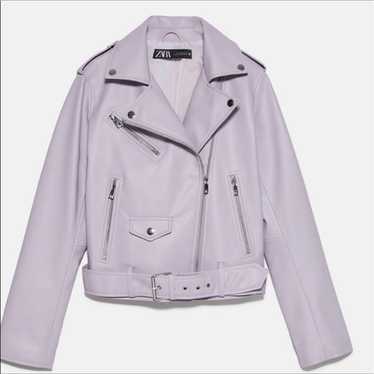 Zara purple faux leather jacket