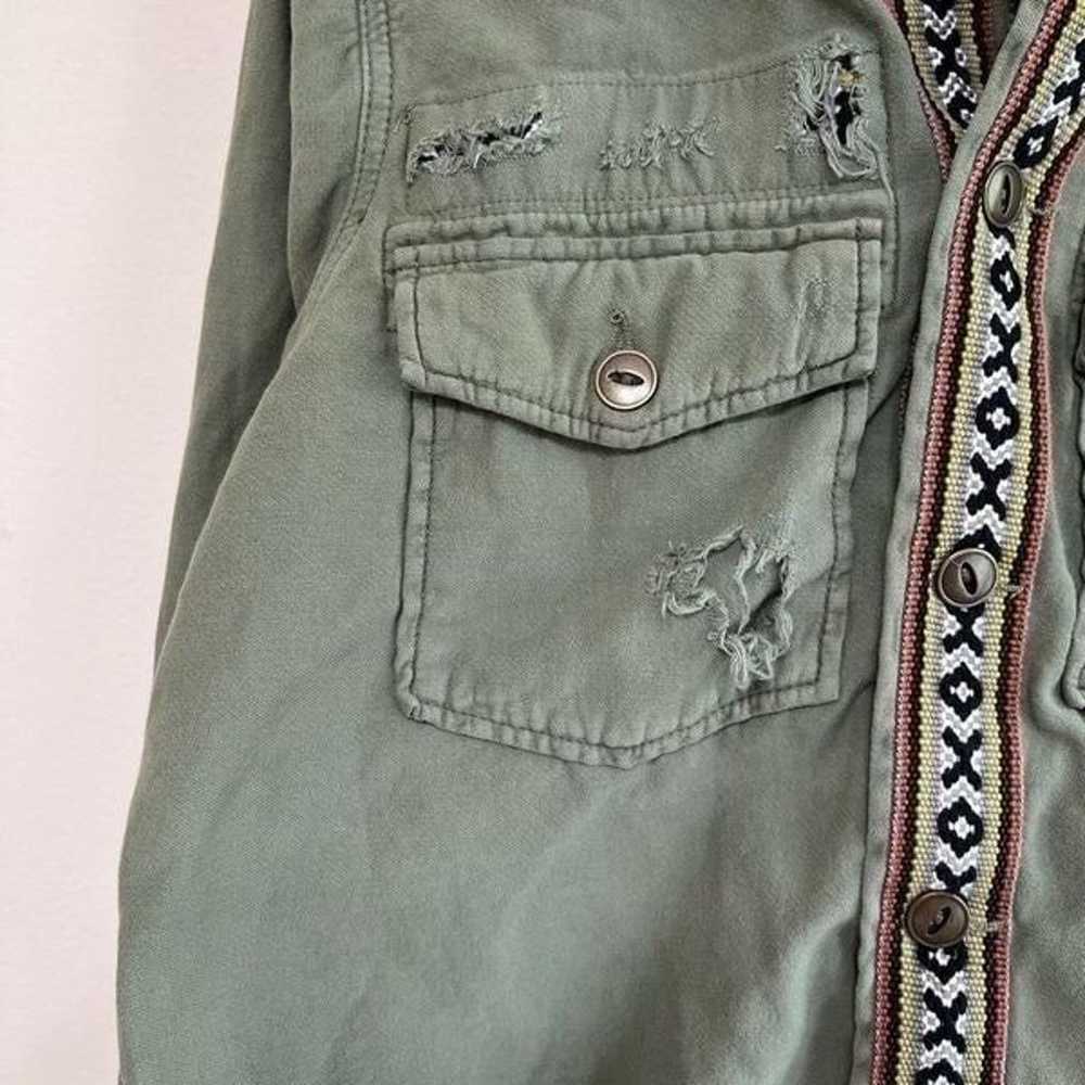 Free People Olive Green Military Distressed Hoode… - image 4