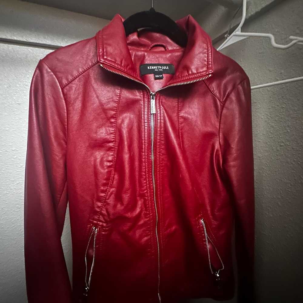 Spicy Red Kenneth Cole Faux Leather Jacket - image 5