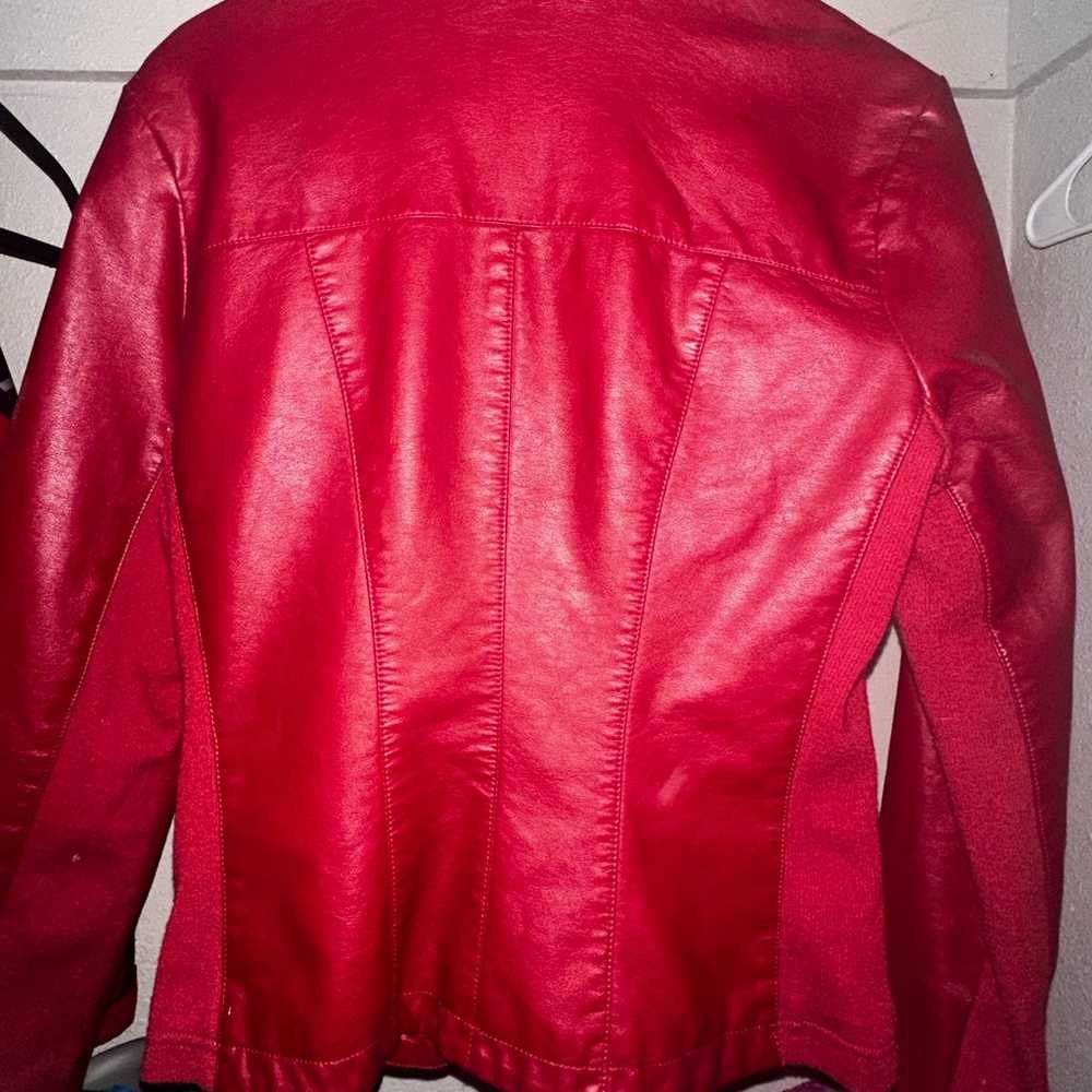 Spicy Red Kenneth Cole Faux Leather Jacket - image 7
