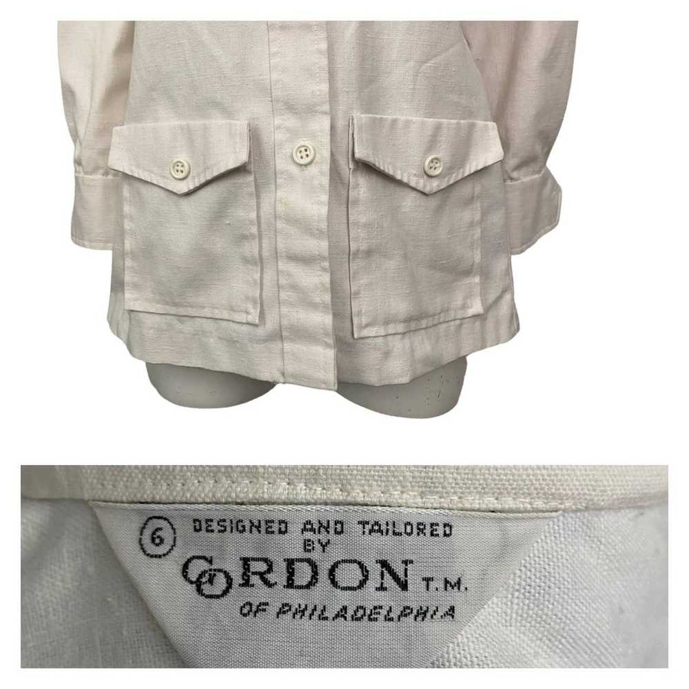 1970s White Cotton Button Up Safari Shirt Jacket … - image 4