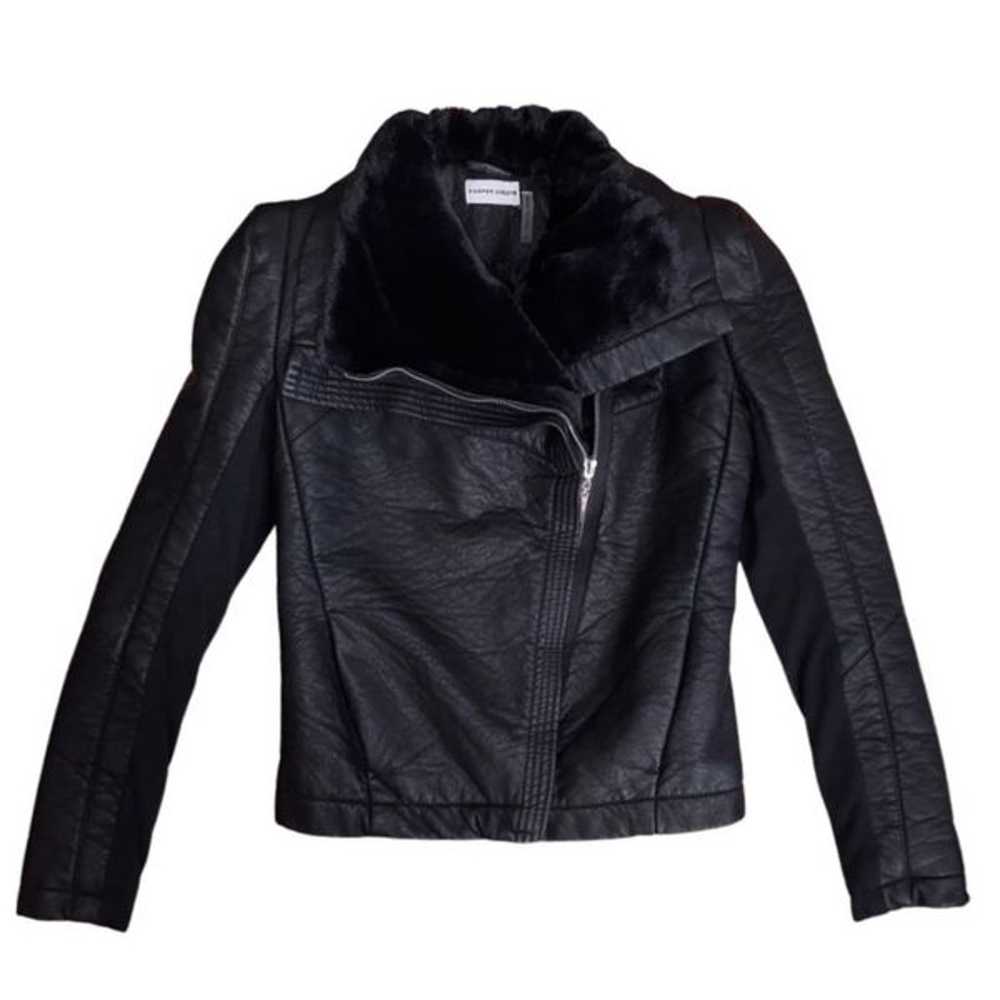 Paneled Faux Shearling / Faux Leather Jacket - Si… - image 1