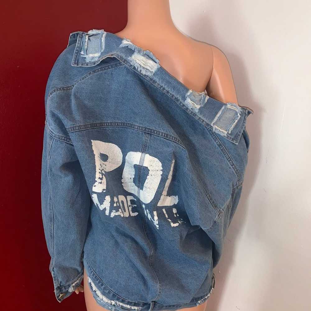 Women’s POL Lace/Distressed Denim Jacket - image 2