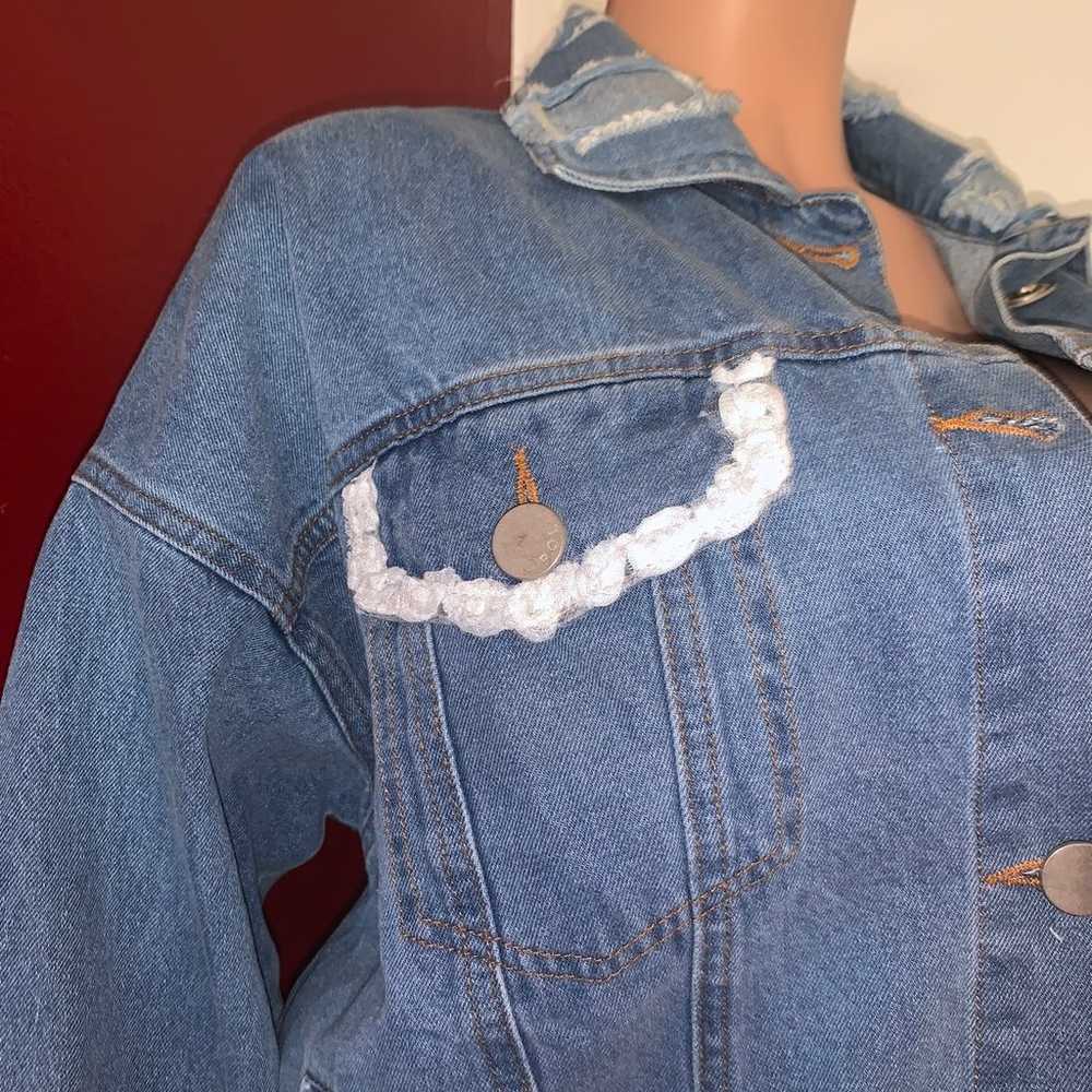 Women’s POL Lace/Distressed Denim Jacket - image 4