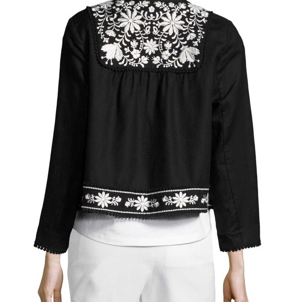 Kate Spade Floral Embroidered Pompom Jacket small - image 3