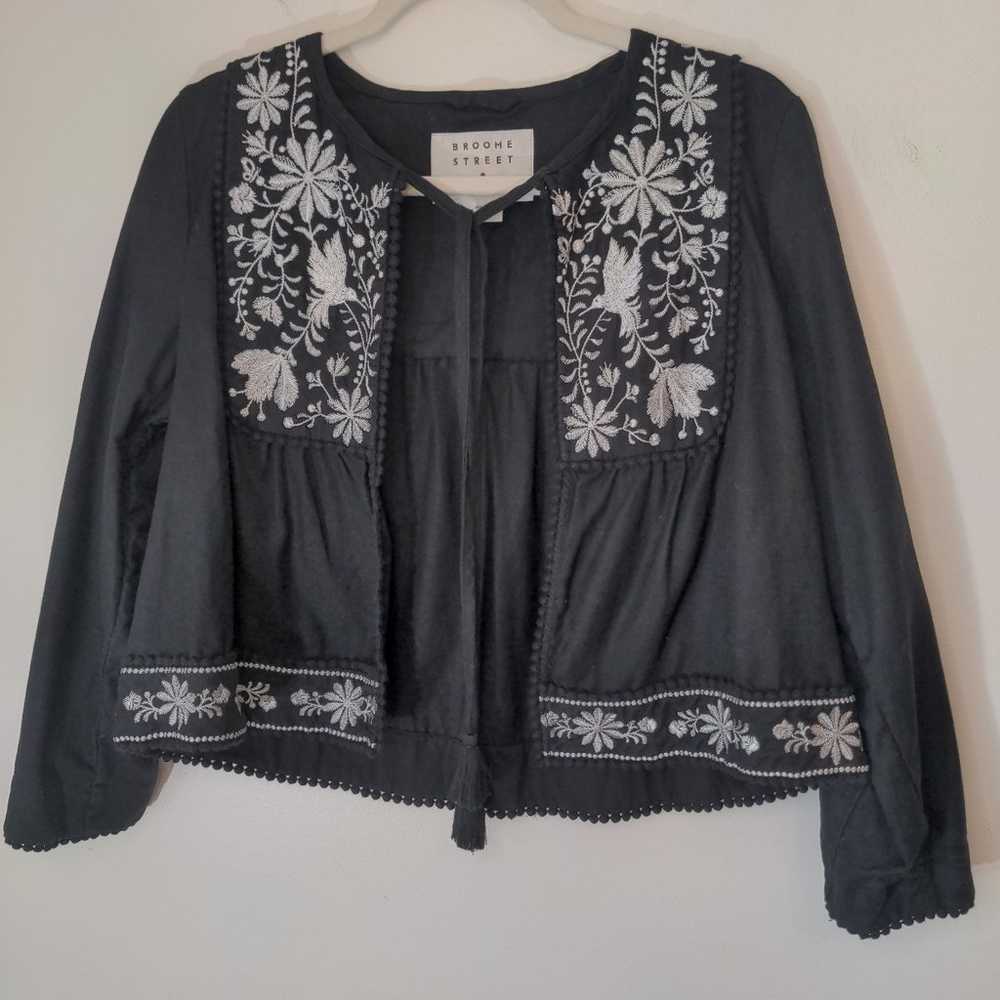 Kate Spade Floral Embroidered Pompom Jacket small - image 4