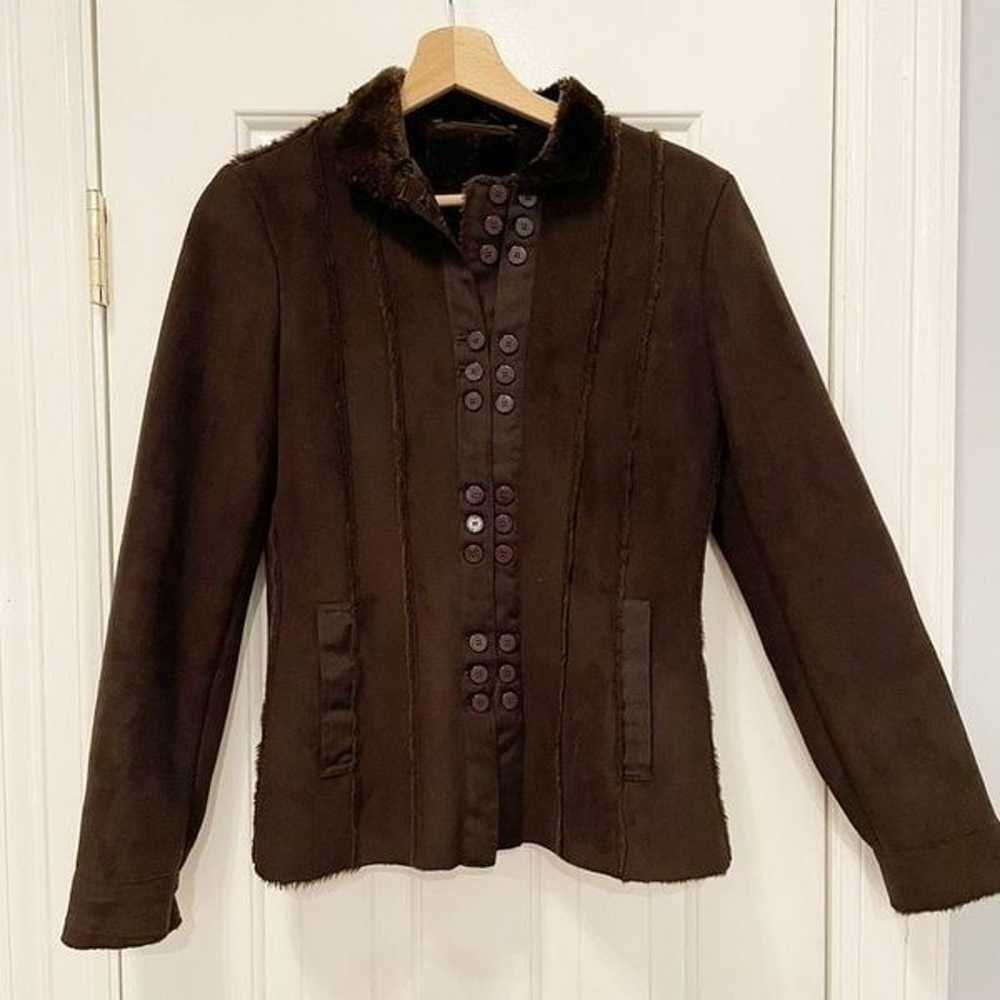 Emporio Armani Faux Fur Jacket Coat Brown Size 6 - image 1