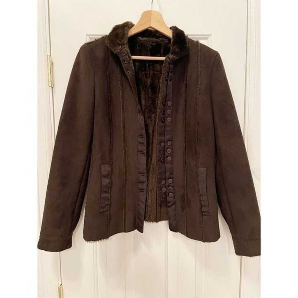 Emporio Armani Faux Fur Jacket Coat Brown Size 6 - image 2