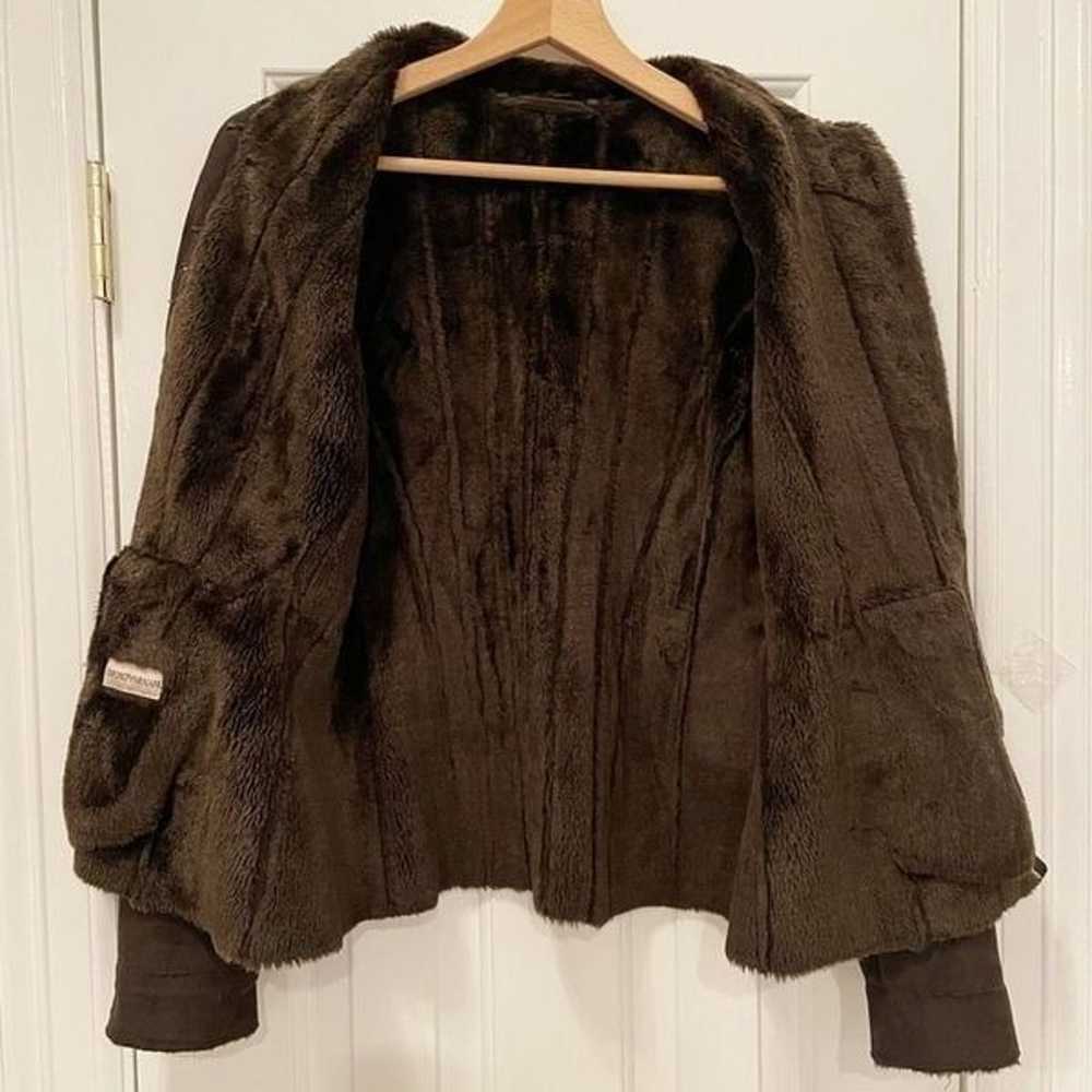 Emporio Armani Faux Fur Jacket Coat Brown Size 6 - image 3