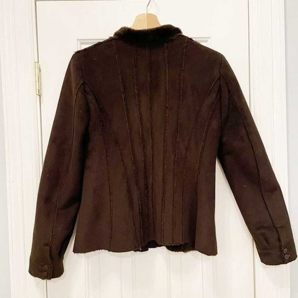 Emporio Armani Faux Fur Jacket Coat Brown Size 6 - image 4