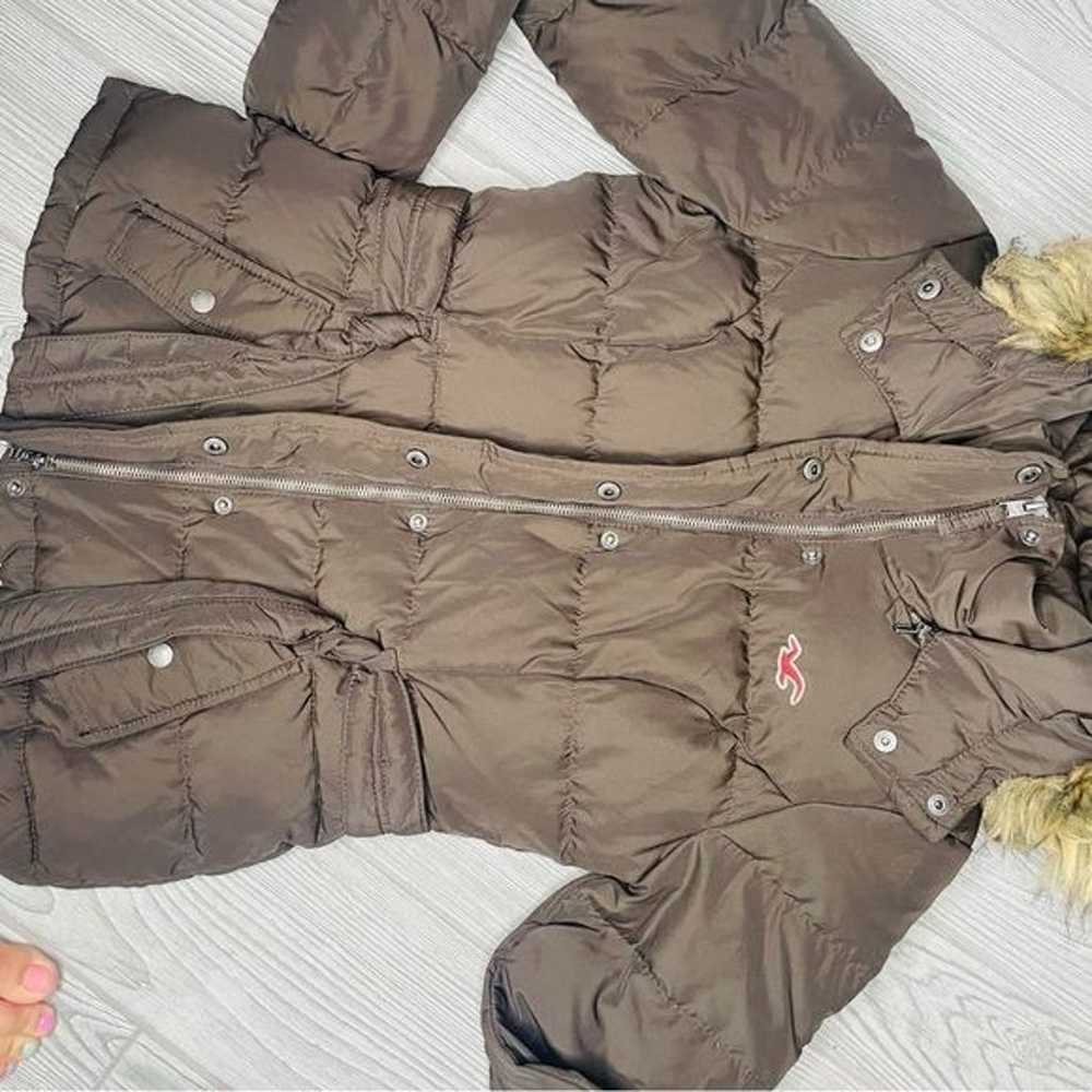 Hollister brown down removable faux fur hooded co… - image 5
