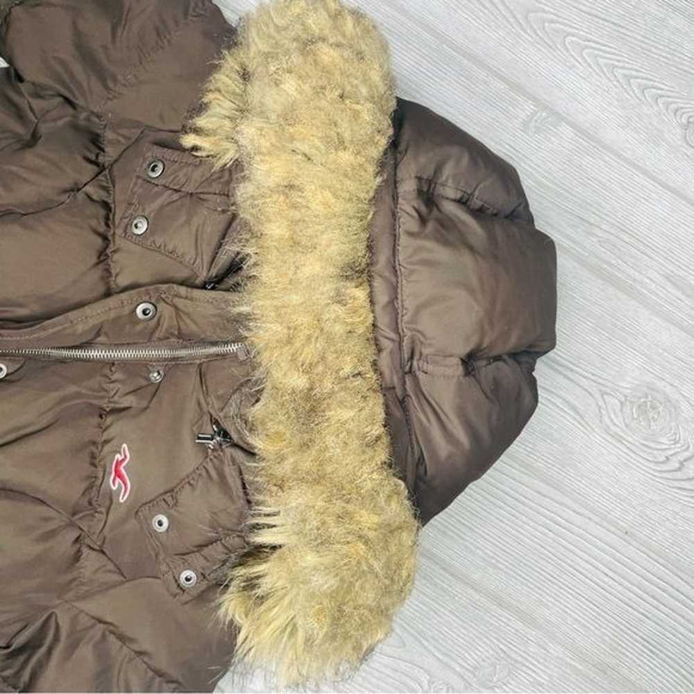 Hollister brown down removable faux fur hooded co… - image 7