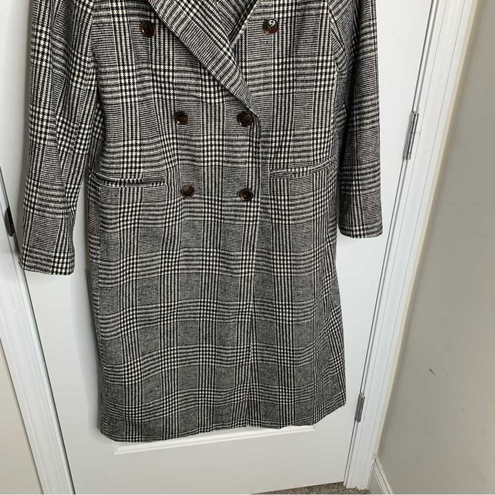 Halogen tailored plaid double breasted long wool … - image 4