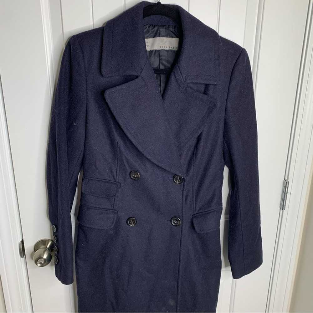 Zara blue wool blend double breasted trench coat … - image 4