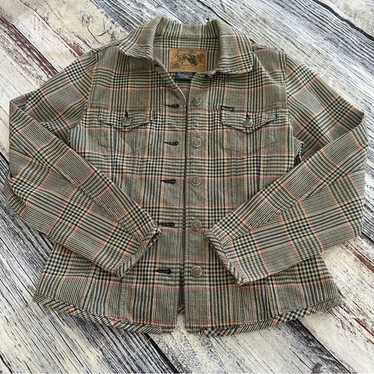 Vintage Faconnable Plaid Cotton Denim Jacket | Nos