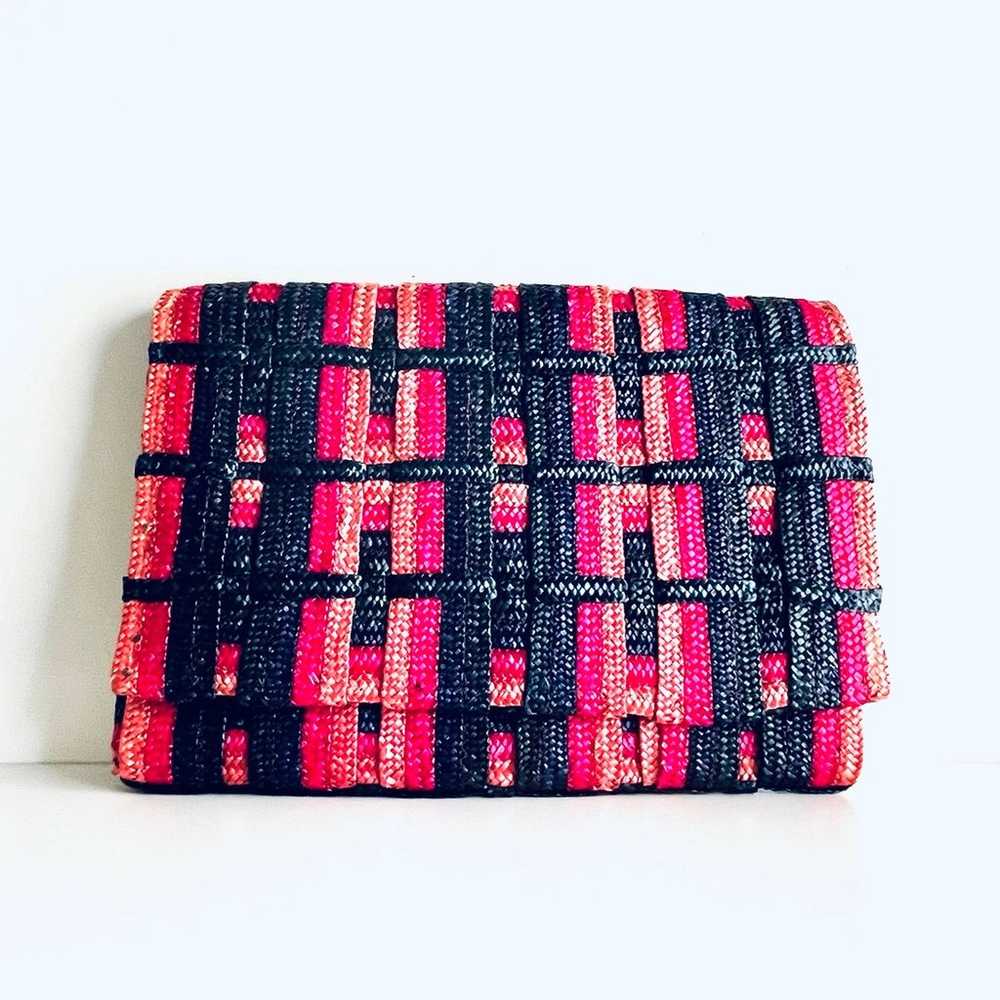 80s Large Wicker Clutch Purse made in Italy - image 1