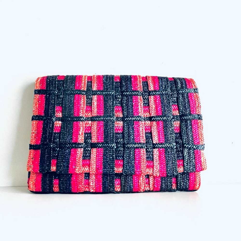 80s Large Wicker Clutch Purse made in Italy - image 2