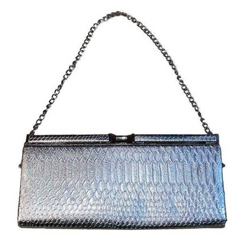 Vintage Metallic Silver Clutch | Handbag | Evenin… - image 1