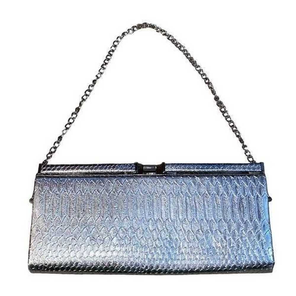 Vintage Metallic Silver Clutch | Handbag | Evenin… - image 3