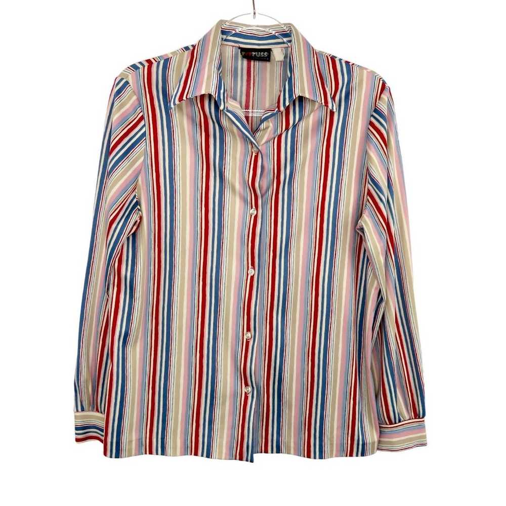 RRRuss 1980s Colorful Candy Stripe Button Down Ca… - image 2