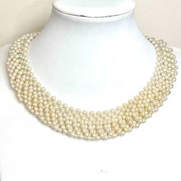 Vintage Collar Necklace Statement Jewelry 17" Fau… - image 1