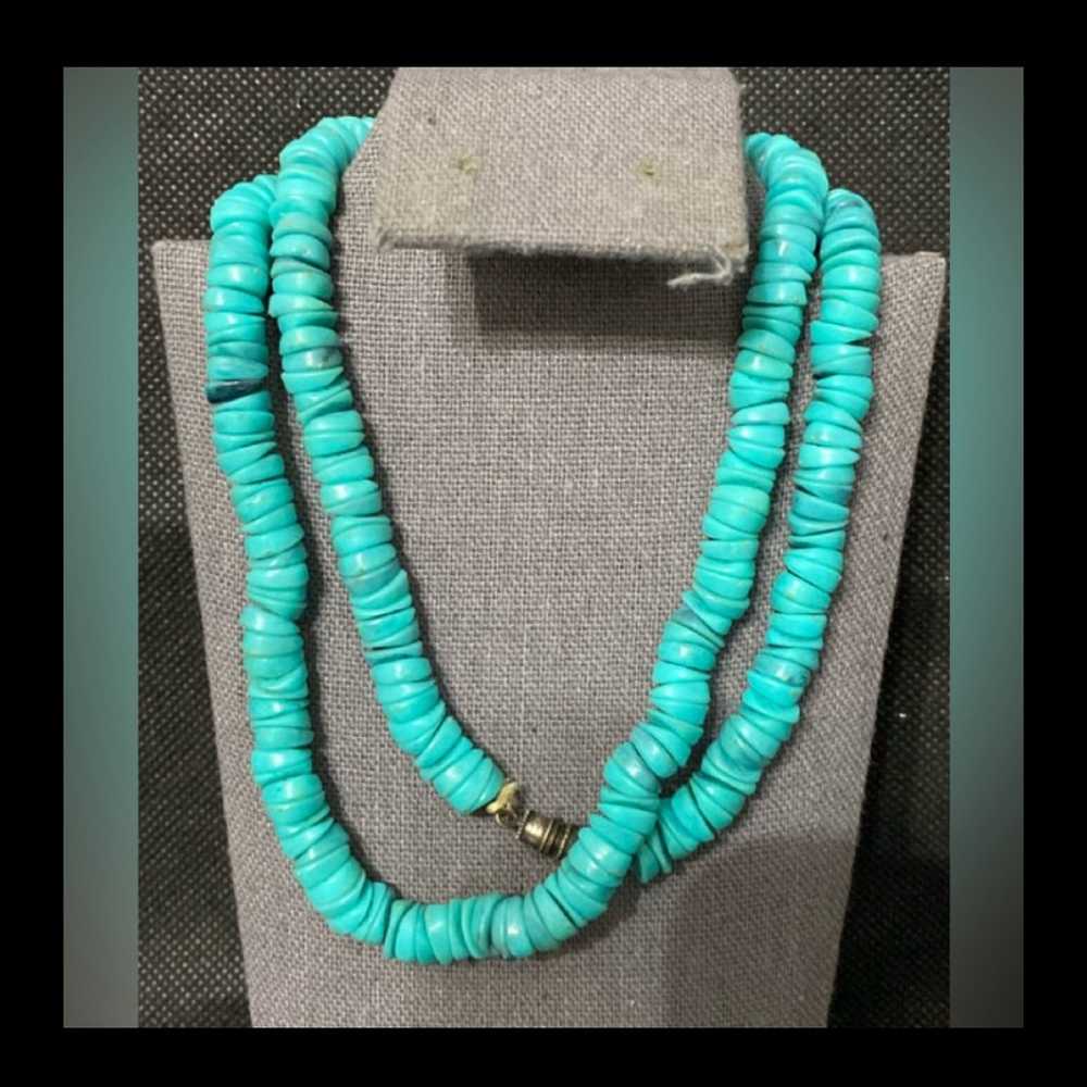 Vintage Turquoise Acrylic beaded necklace - image 1