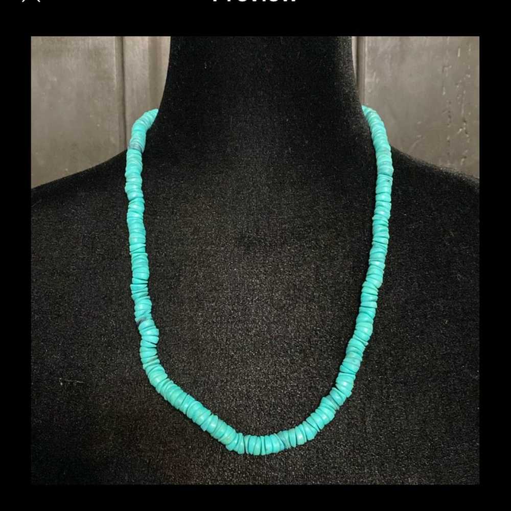Vintage Turquoise Acrylic beaded necklace - image 2