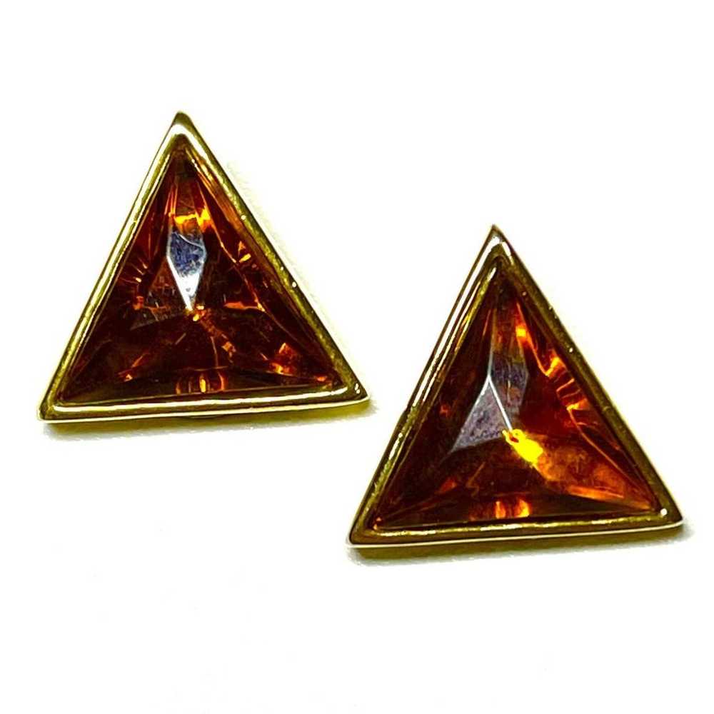 VINTAGE Earrings Root Beer Amber Topaz Rhinestone… - image 1