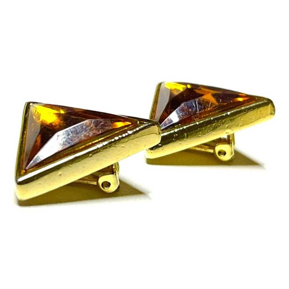 VINTAGE Earrings Root Beer Amber Topaz Rhinestone… - image 2