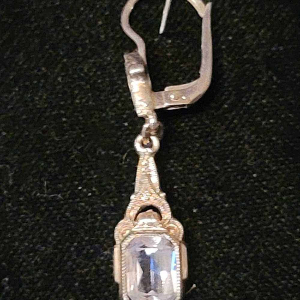 Vintage German Aquamarine Drop Earrings - image 4