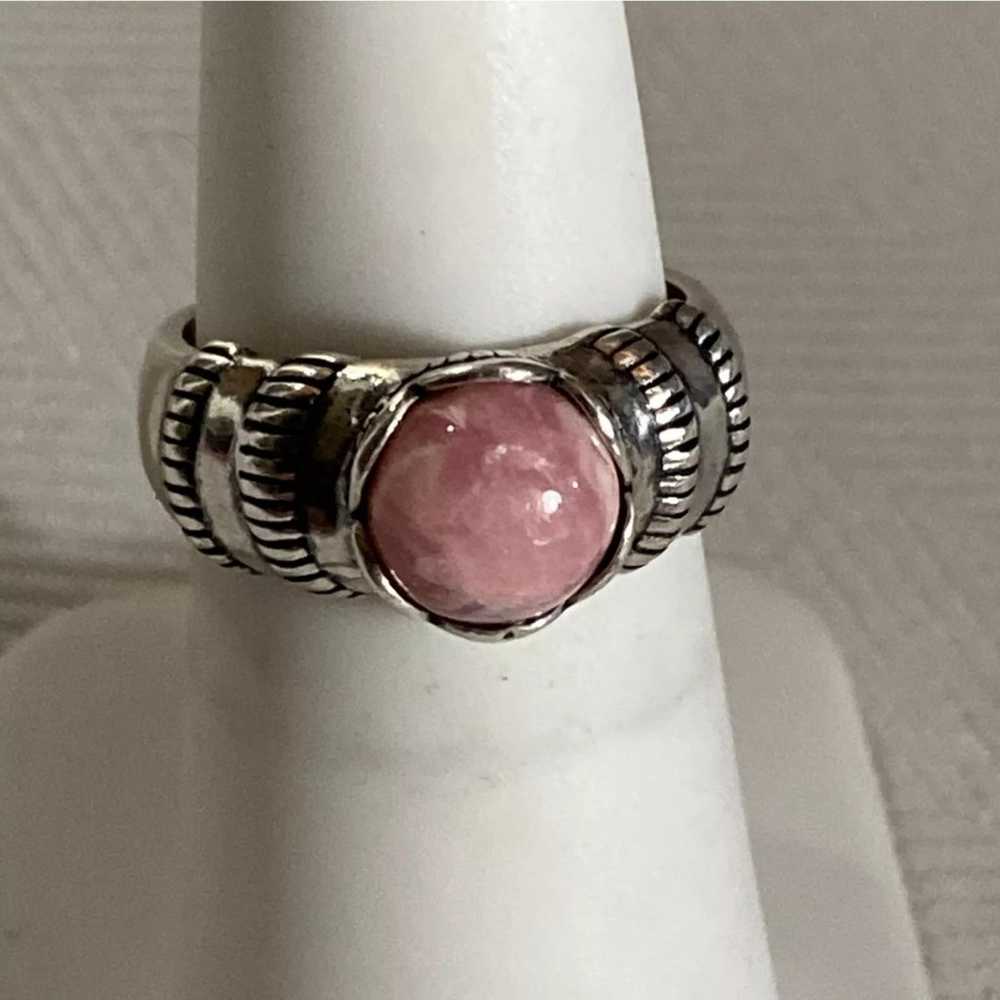 Vintage Carolyn Pollack Rhodochrosite set in Ster… - image 1