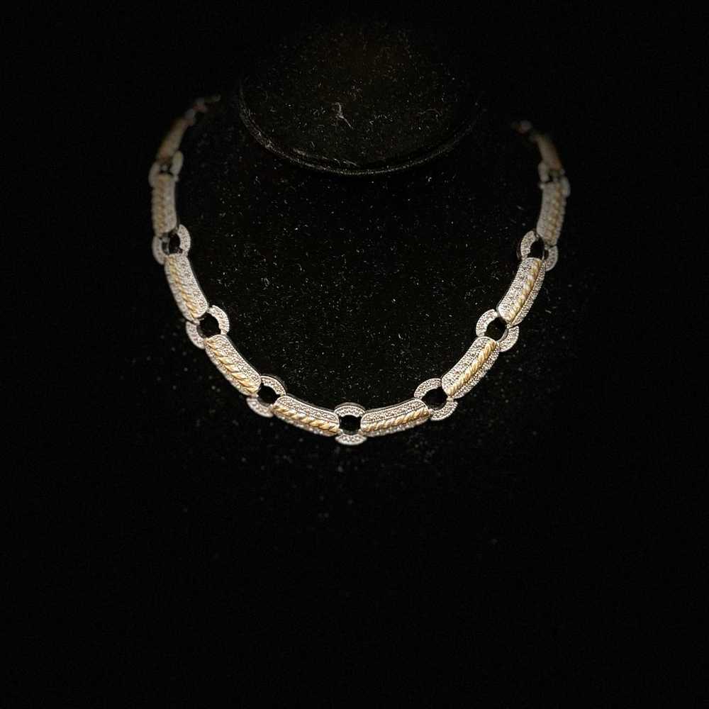 Stylish Vintage Silver & Gold Plated Collar Chunk… - image 3
