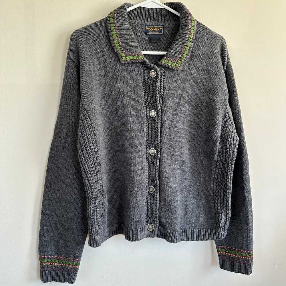 Woolrich Vintage Cardigan Sweater Button Front Em… - image 5