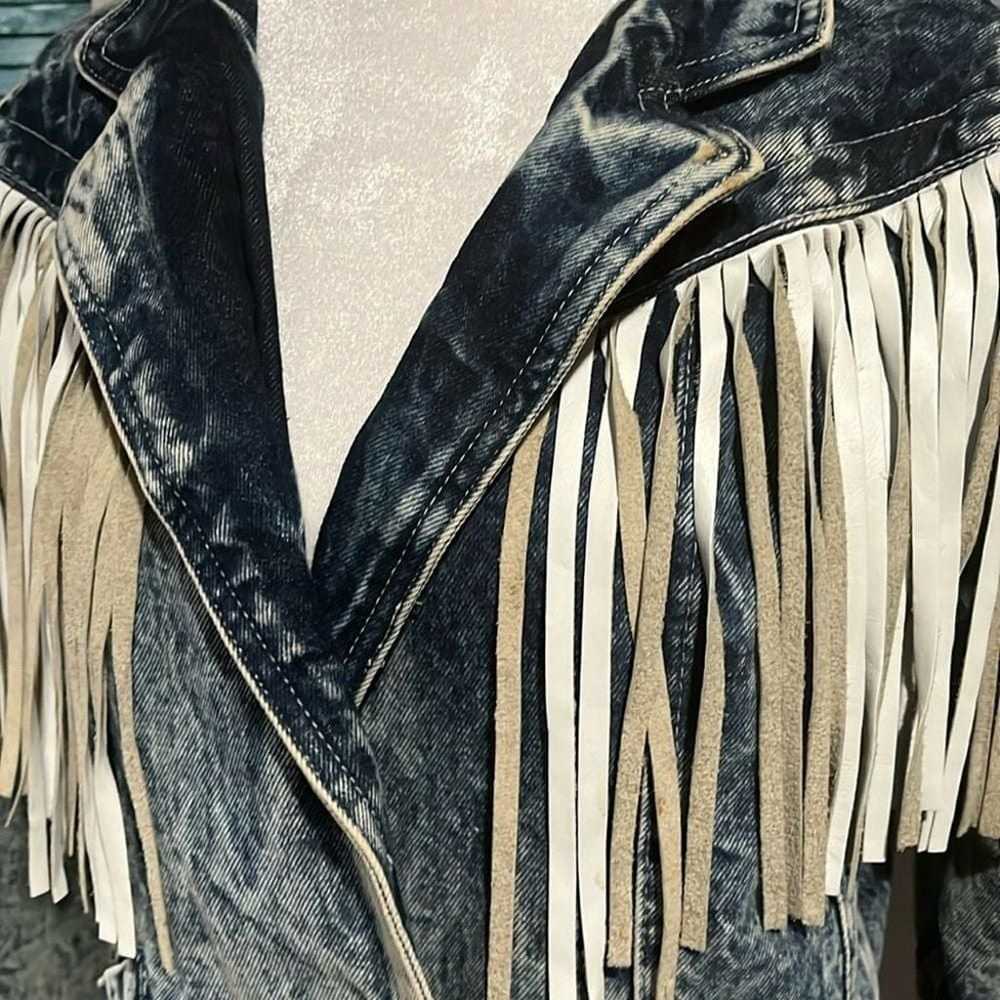 Vintage Winlit Acid Washed Denim Jacket Leather F… - image 4