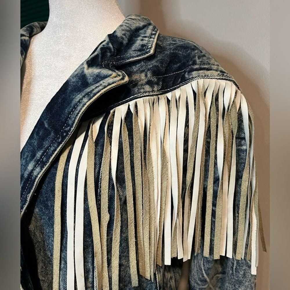 Vintage Winlit Acid Washed Denim Jacket Leather F… - image 7