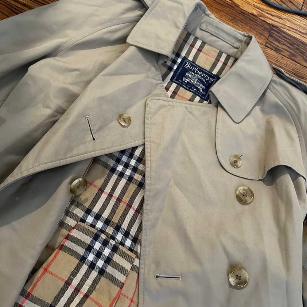Burberrys Trench Coat Vintage Double Breasted Wit… - image 2