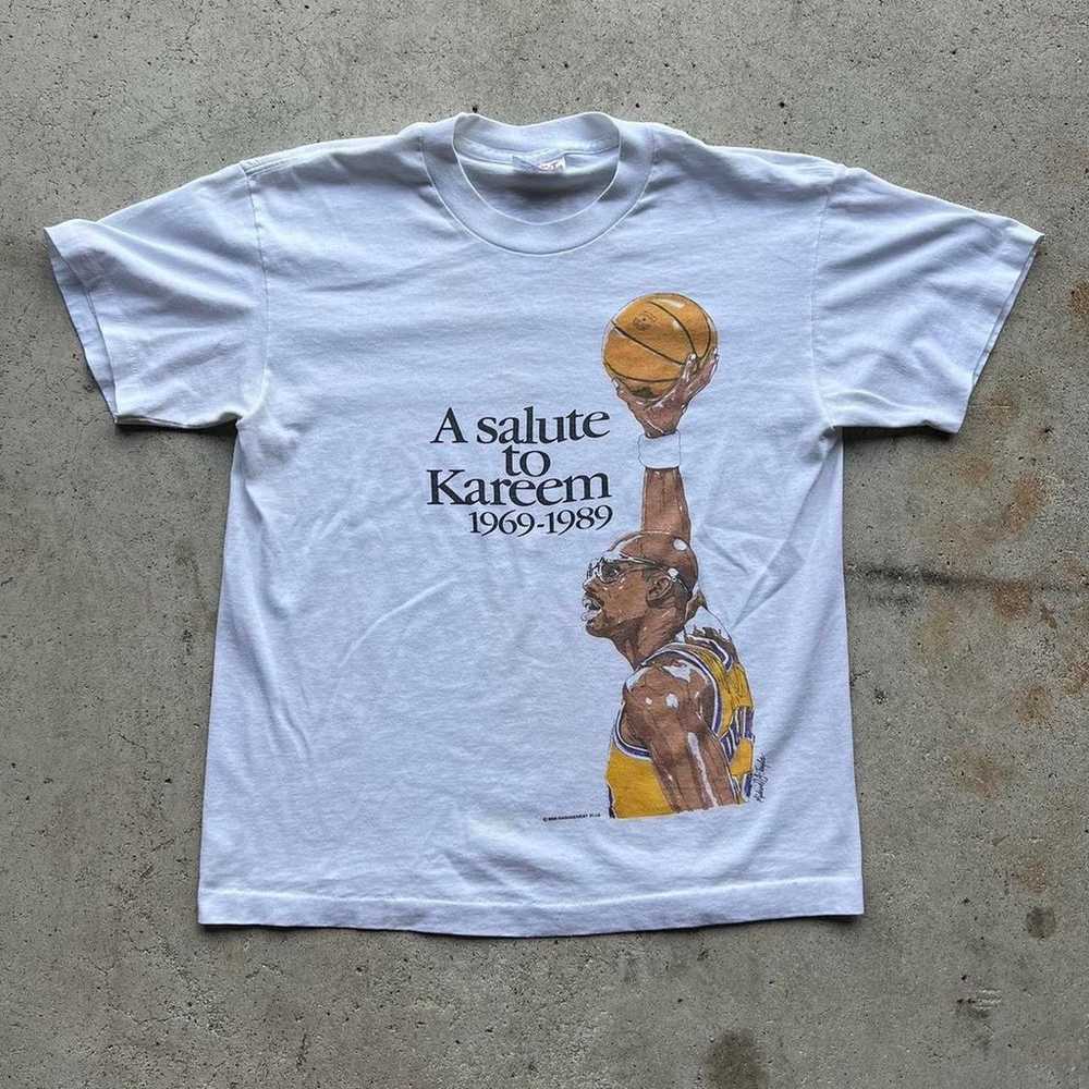 Vintage 80s Salute to Kareem Lakers NBA Tee - image 1