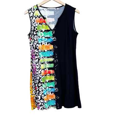 Other Snoskins Black Colorful Sleeveless Mini Dre… - image 1