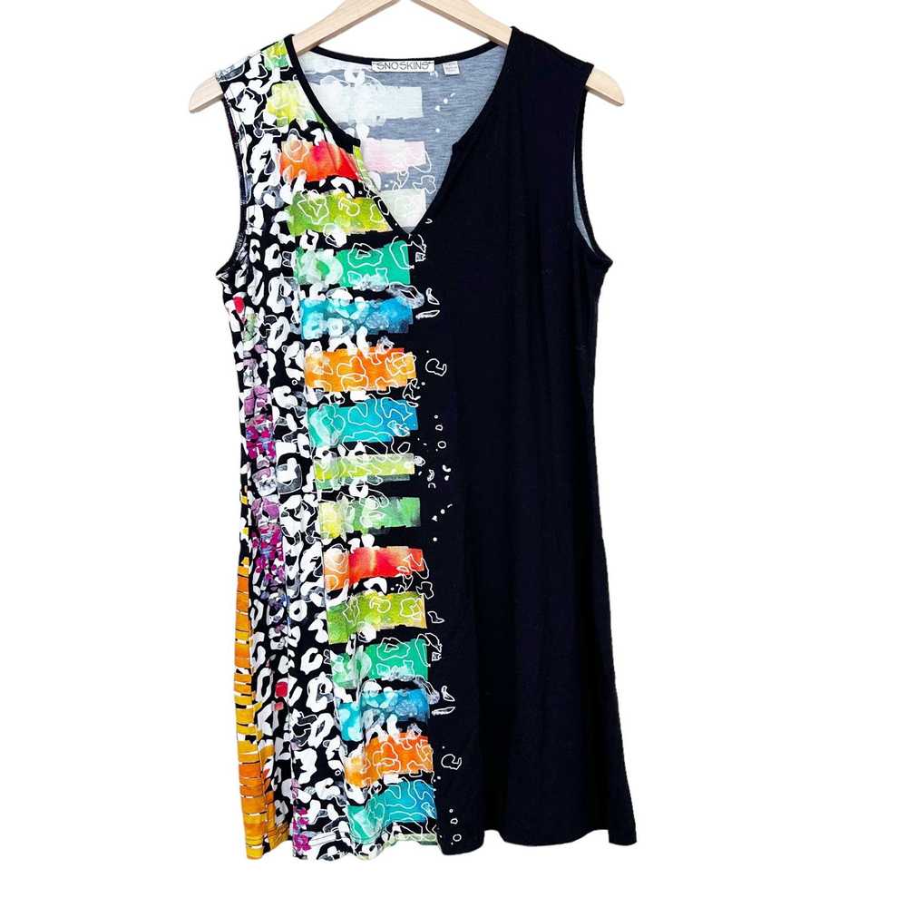 Other Snoskins Black Colorful Sleeveless Mini Dre… - image 5