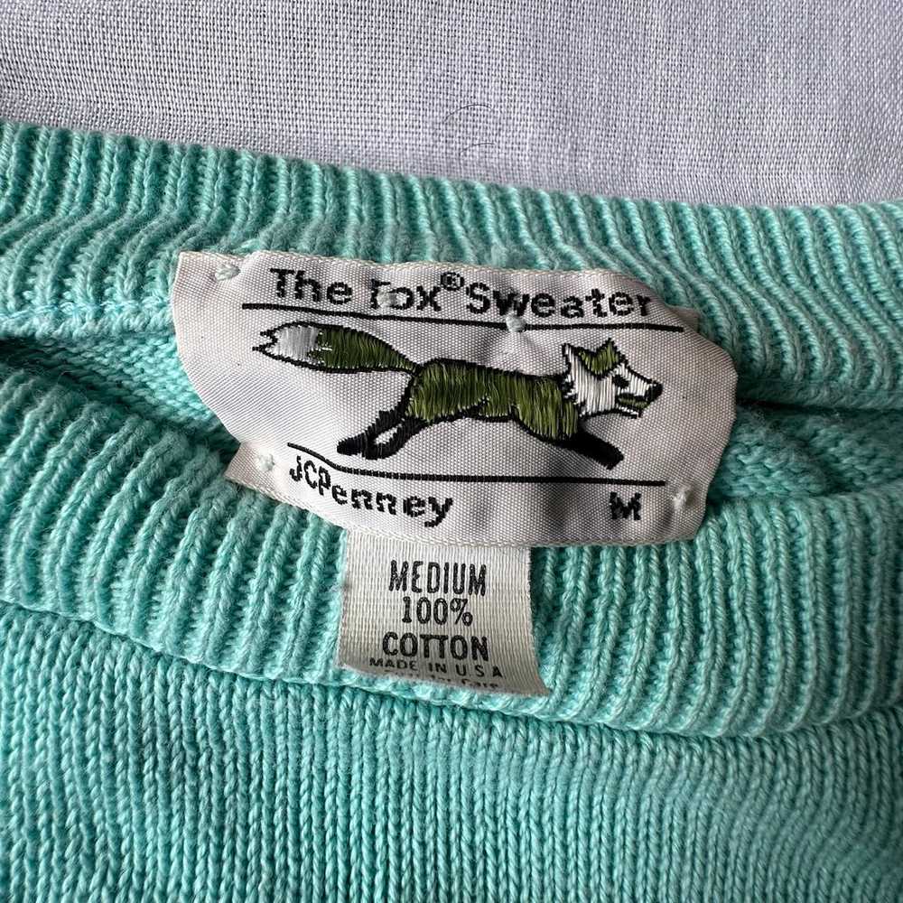Vintage The Fox Sweater JCPenney Mens M Mint Gree… - image 4